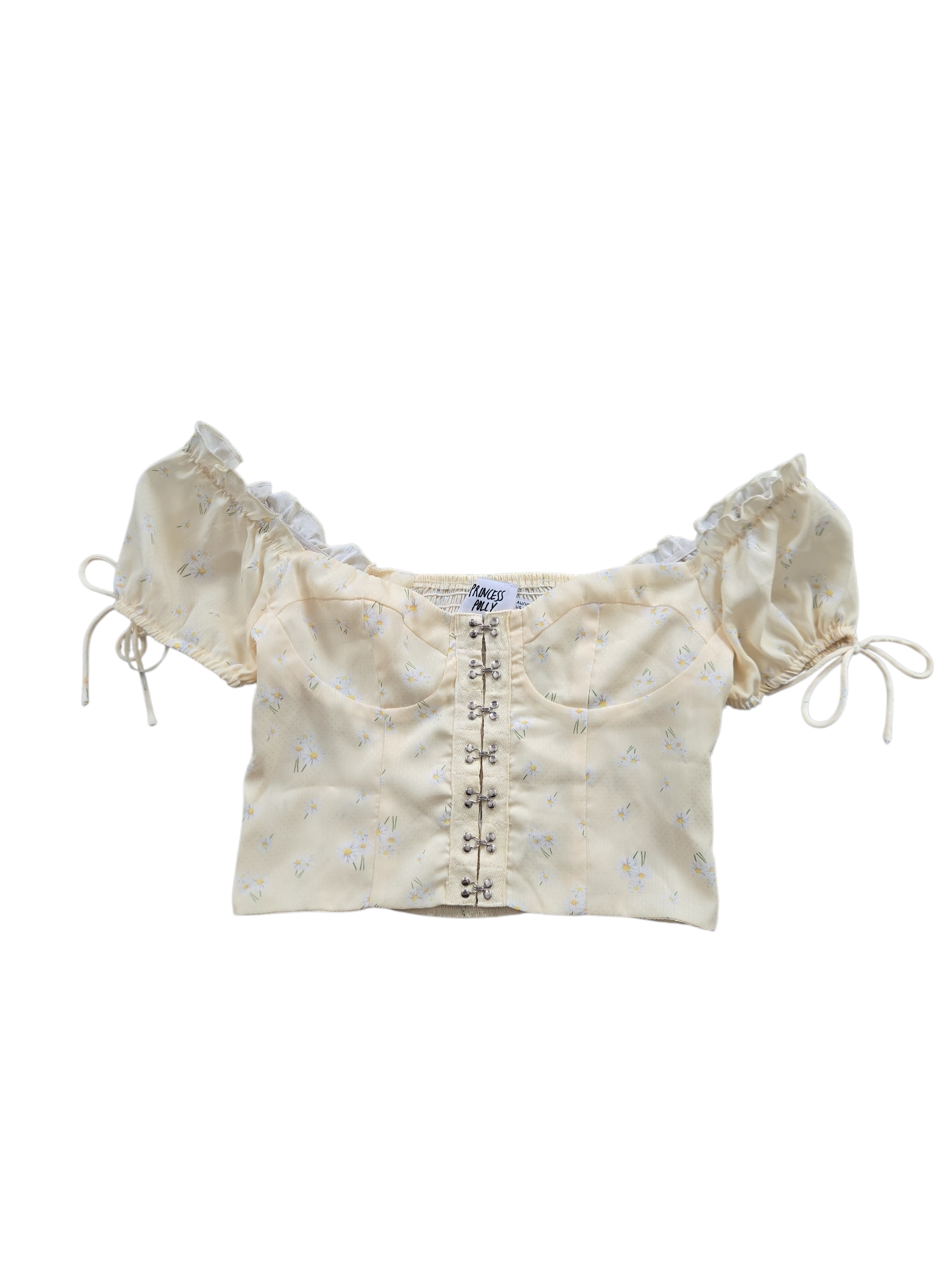Princess Polly Yellow Floral Hook And Eye Front Size 4